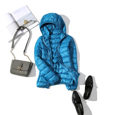 Women's Hooded Puffer Jacket for Autumn Winter Wear