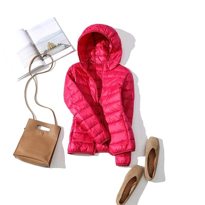 Women's Hooded Puffer Jacket for Autumn Winter Wear
