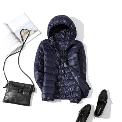 Women's Hooded Puffer Jacket for Autumn Winter Wear