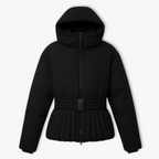 Women's Hooded Puffer Jacket with Waist Belt