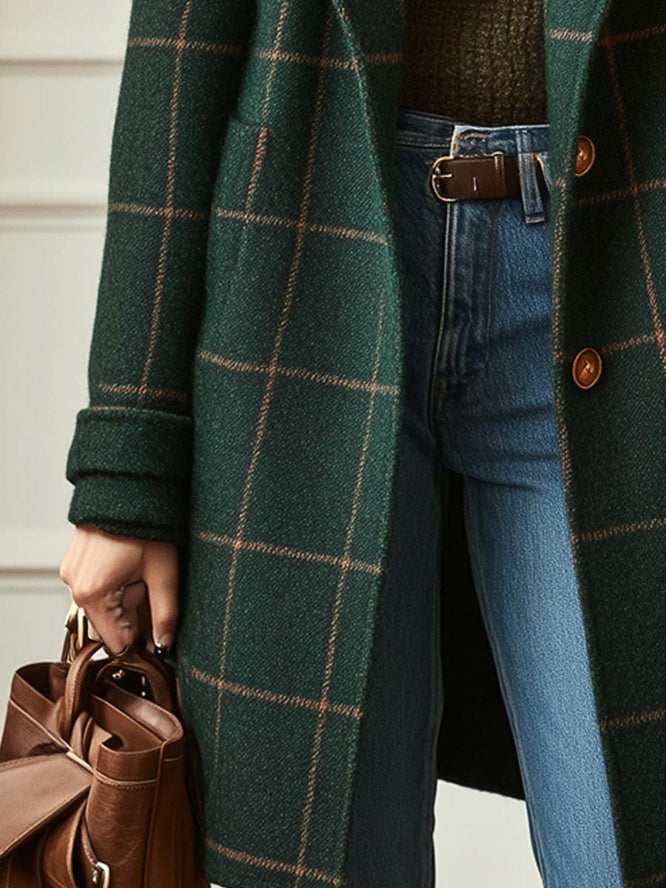 Women's Long Button Front Coat for Winter Wear