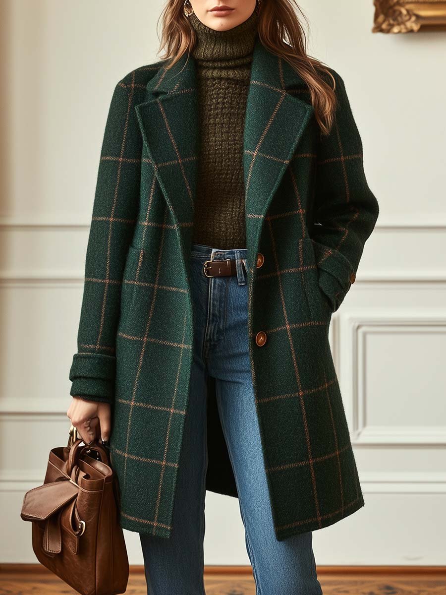 Women's Long Button Front Coat for Winter Wear
