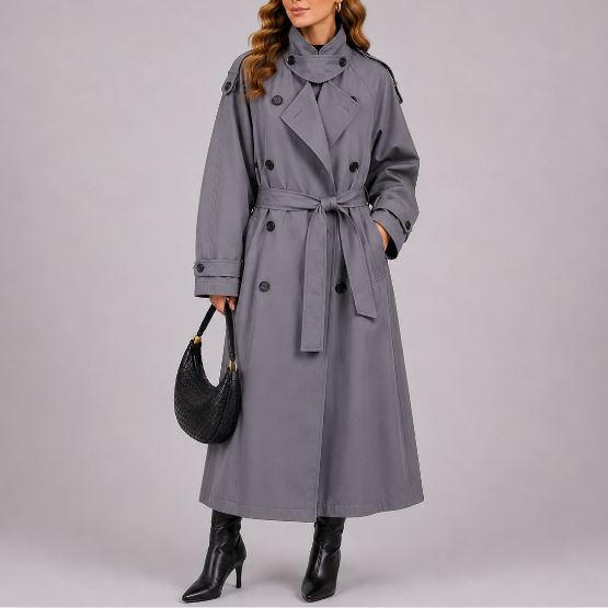 Women's Long Double Breasted Trench Coat Autumn Winter