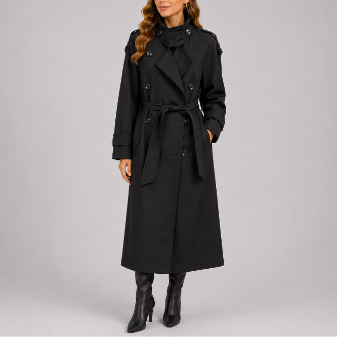 Women's Long Double Breasted Trench Coat Autumn Winter