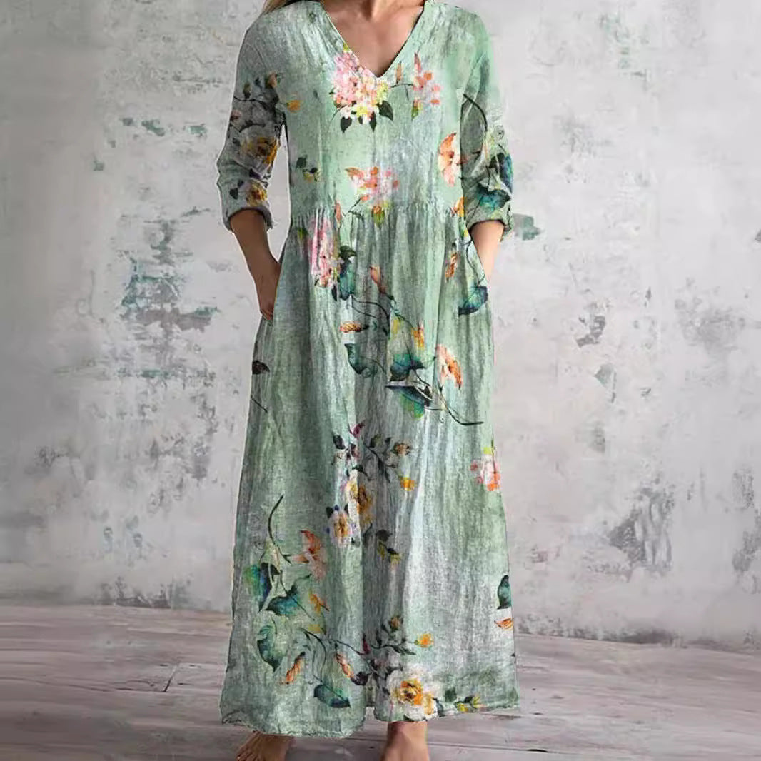 Women's Long Dress for Leisure and Transitional Occasions