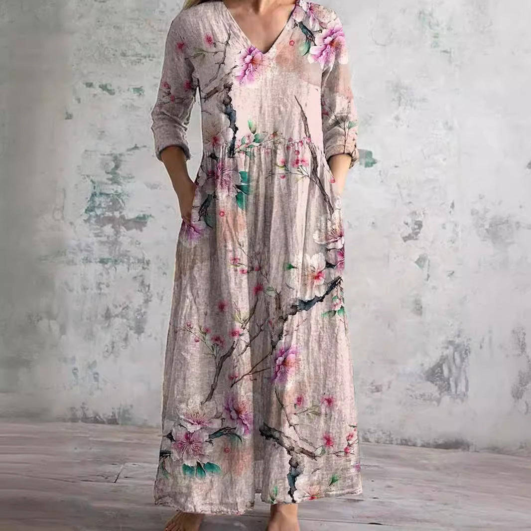 Women's Long Dress for Leisure and Transitional Occasions