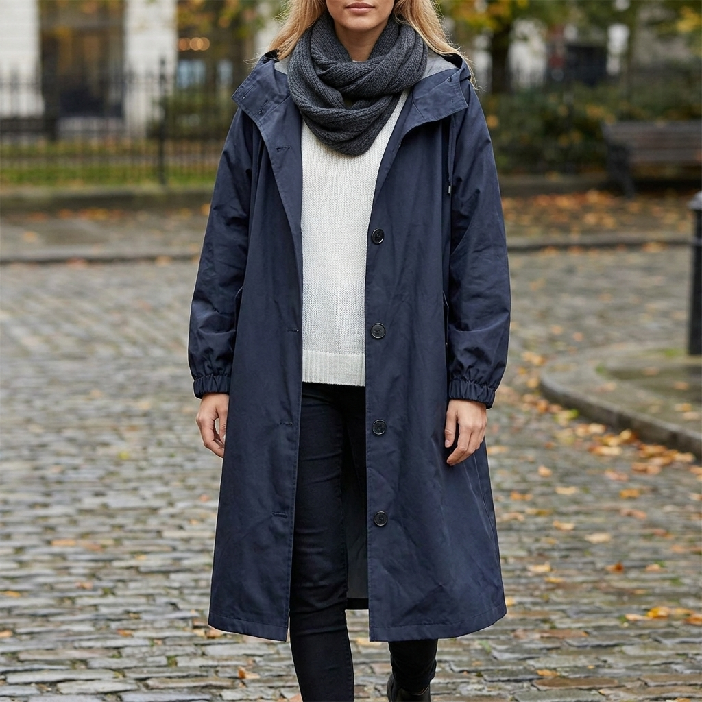 Women's Long Hooded Coat for Autumn Spring Wear