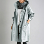 Women's Long Hooded Coat for Autumn Spring Wear