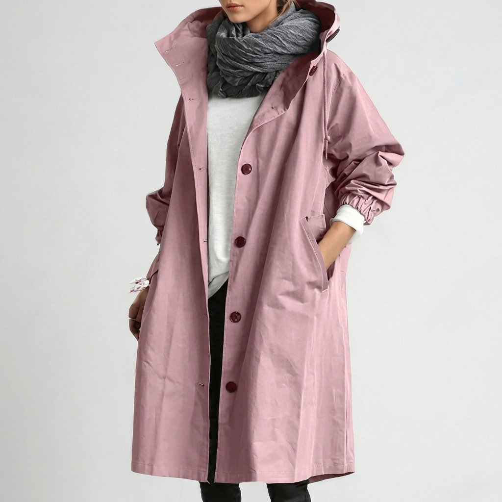 Women's Long Hooded Coat for Autumn Spring Wear