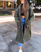 Women's Long Hooded Zip Sweatshirt for Autumn Winter Wear