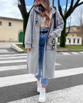 Women's Long Hooded Zip Sweatshirt for Autumn Winter Wear