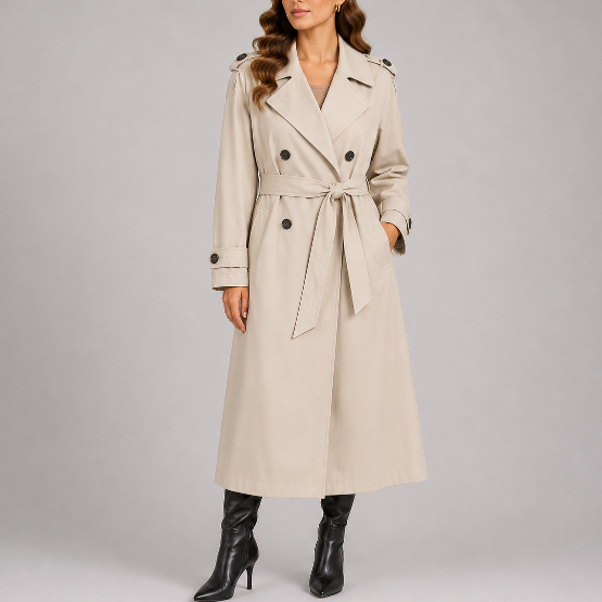 Women's Long Trench Coat for Spring Autumn Wear