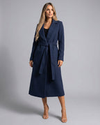 Women's Longline Belted Coat for Autumn Winter Wear