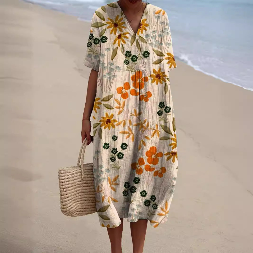 Women's Midi Dress with Floral Print