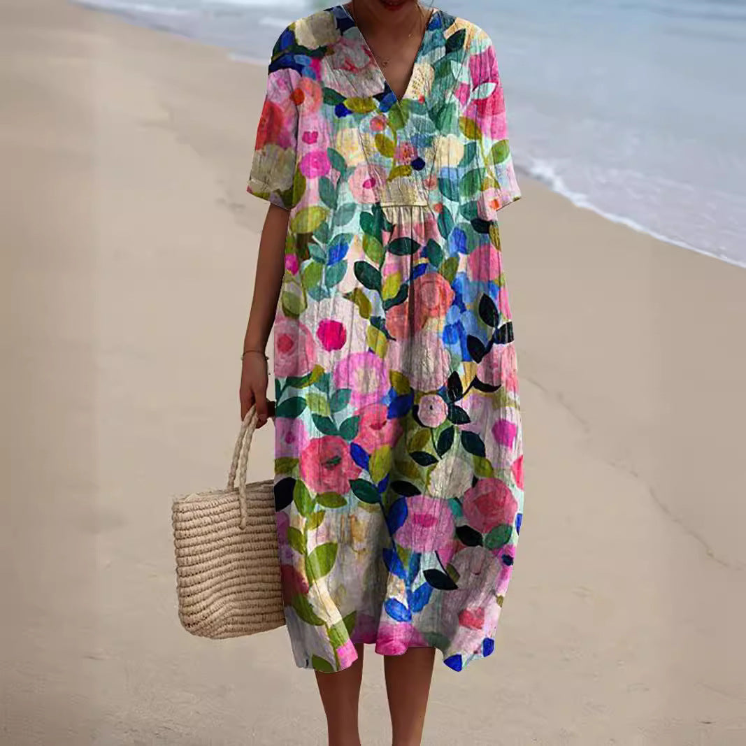 Women's Midi Dress with Floral Print