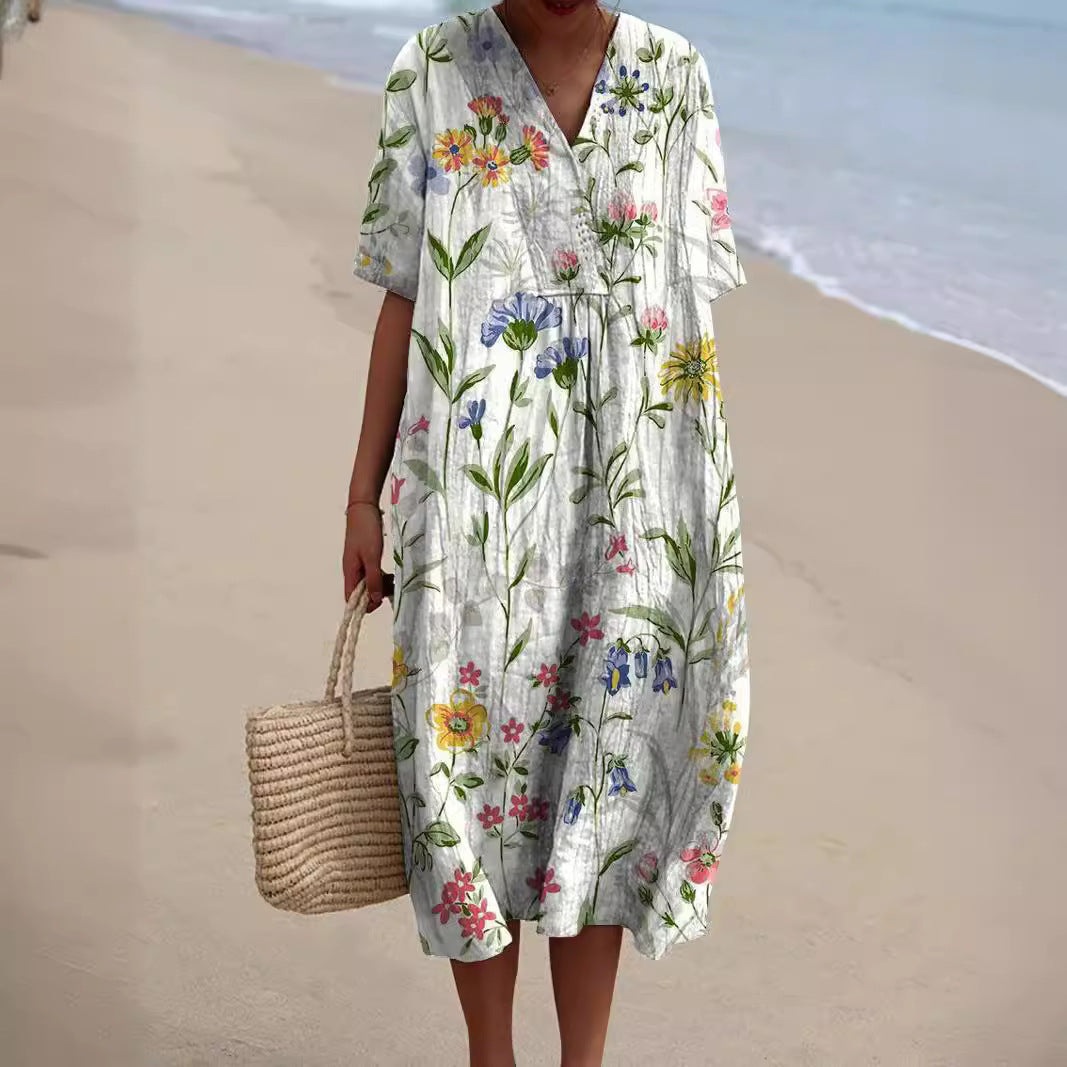 Women's Midi Dress with Floral Print