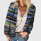 Women's Multicoloured Open Front Knit Cardigan