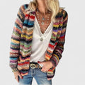 Women's Multicoloured Open Front Knit Cardigan