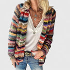Women's Multicoloured Open Front Knit Cardigan