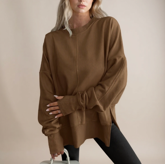 Women's Oversized Crew Neck Sweatshirt for Autumn Winter Wear
