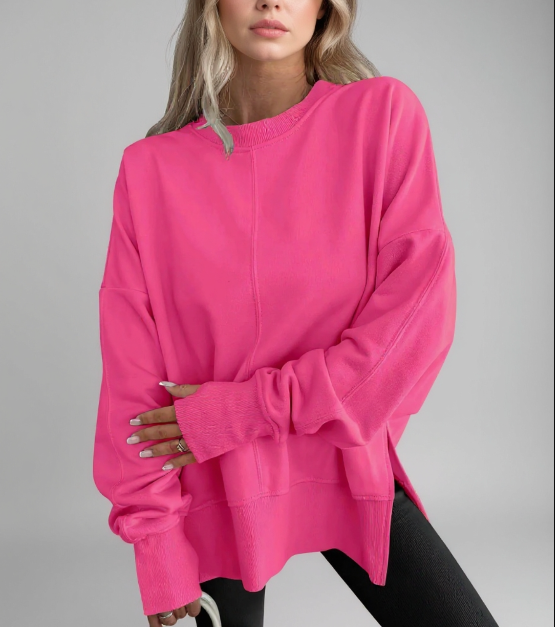 Women's Oversized Crew Neck Sweatshirt for Autumn Winter Wear