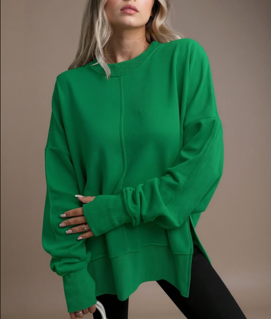 Women's Oversized Crew Neck Sweatshirt for Autumn Winter Wear
