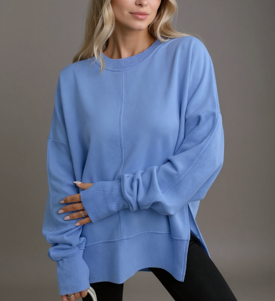 Women's Oversized Crew Neck Sweatshirt for Autumn Winter Wear