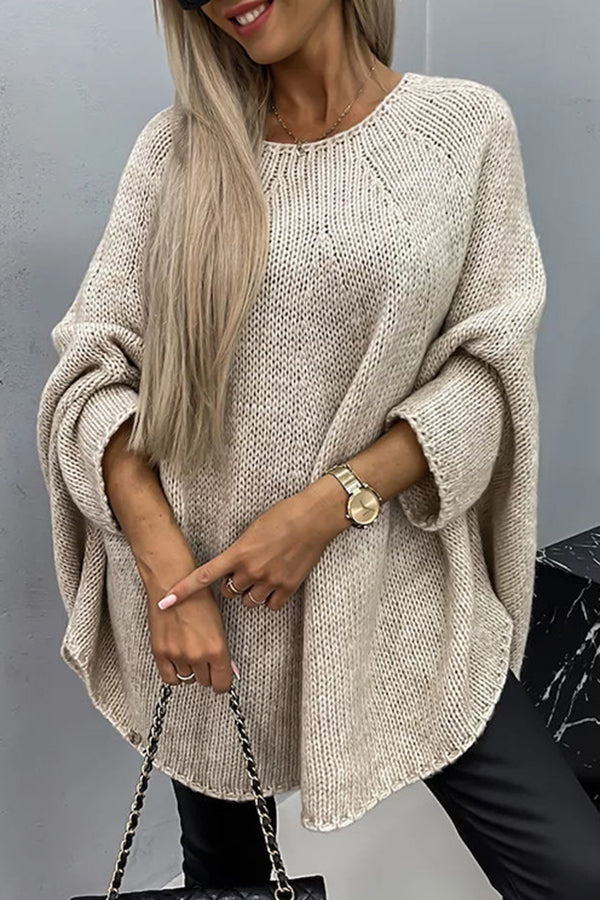 Women's Oversized Knit Poncho Sweater for Relaxed Everyday Wear