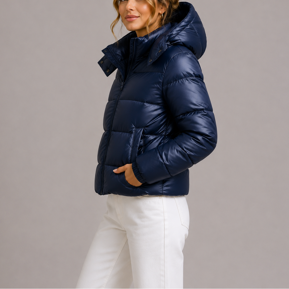 Women's Padded Jacket with Hood for Cold Days