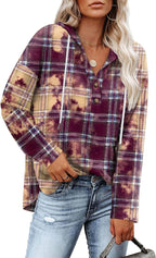 Women's Plaid Hooded Pullover Top for Autumn Winter
