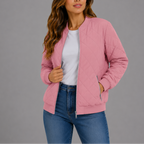 Women's Quilted Bomber Jacket for Spring Autumn Wear