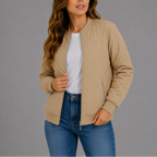 Women's Quilted Bomber Jacket for Spring Autumn Wear