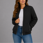 Women's Quilted Bomber Jacket for Spring Autumn Wear