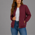 Women's Quilted Bomber Jacket for Spring Autumn Wear
