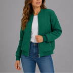 Women's Quilted Bomber Jacket for Spring Autumn Wear