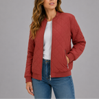 Women's Quilted Bomber Jacket for Spring Autumn Wear