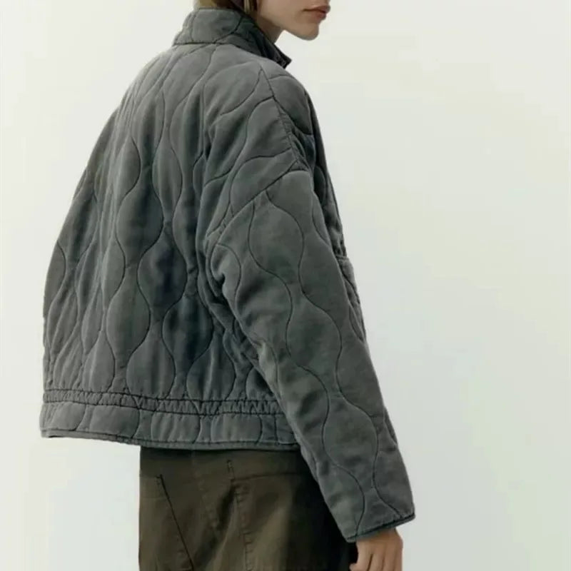 Women's Quilted Jacket with High Collar Autumn Wear