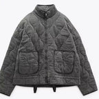 Women's Quilted Jacket with High Collar Autumn Wear
