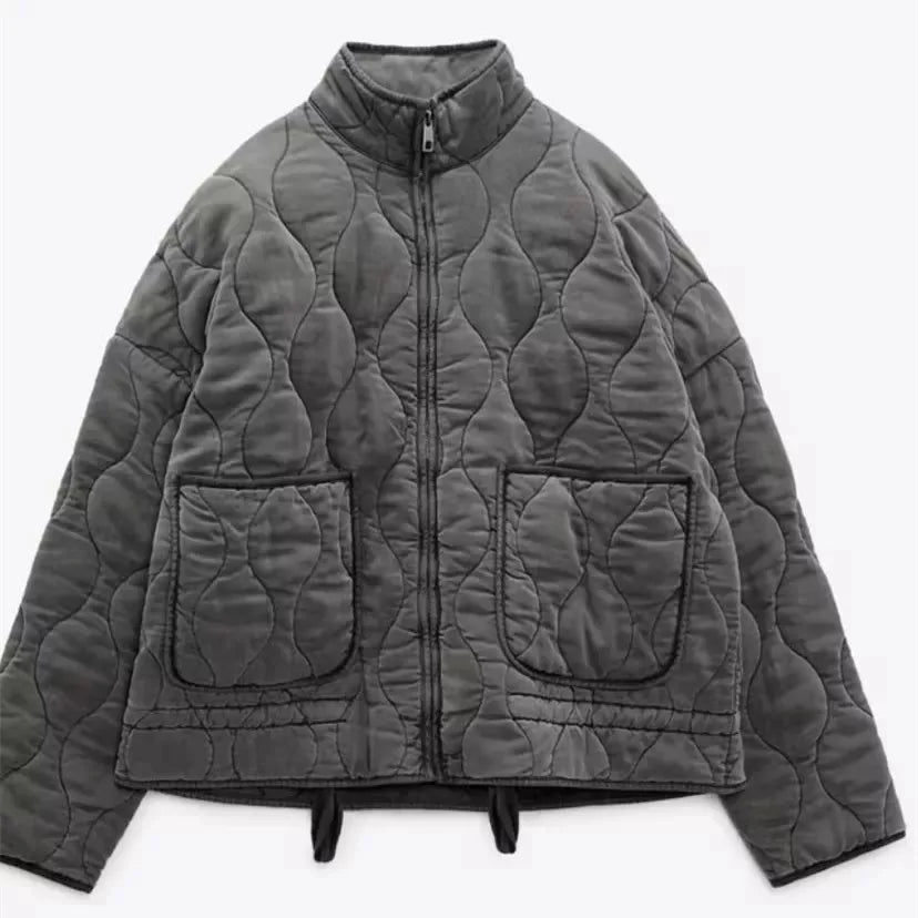 Women's Quilted Jacket with High Collar Autumn Wear