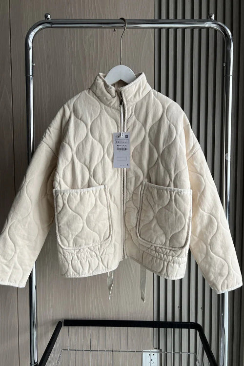 Women's Quilted Jacket with High Collar Autumn Wear