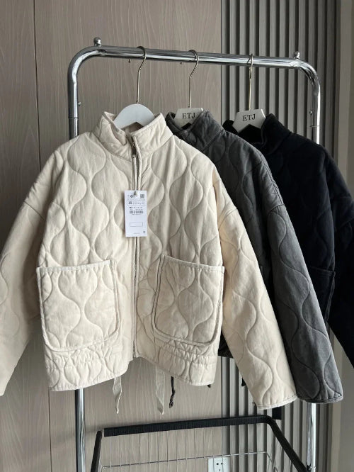 Women's Quilted Jacket with High Collar Autumn Wear