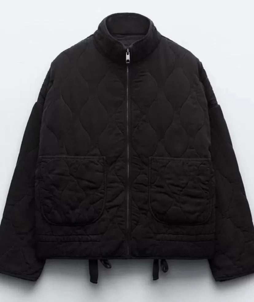 Women's Quilted Jacket with High Collar Autumn Wear
