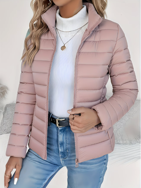 Women's Quilted Jacket with High Collar for Winter