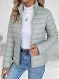Women's Quilted Jacket with High Collar for Winter