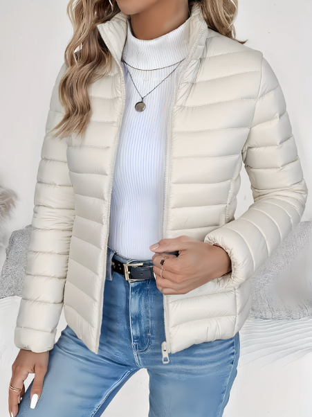 Women's Quilted Jacket with High Collar for Winter