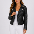 Women's Quilted Leather Jacket for Autumn Winter Style