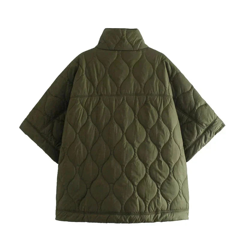 Women's Quilted Oversized Poncho Jacket for Cooler Days