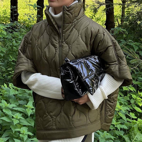 Women's Quilted Oversized Poncho Jacket for Cooler Days