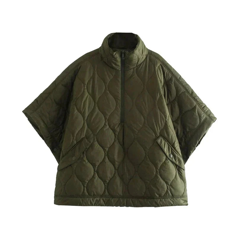 Women's Quilted Oversized Poncho Jacket for Cooler Days