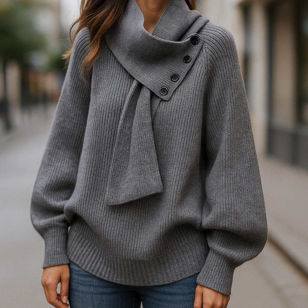 Women's Shawl Collar Knit Sweater for Winter Wear